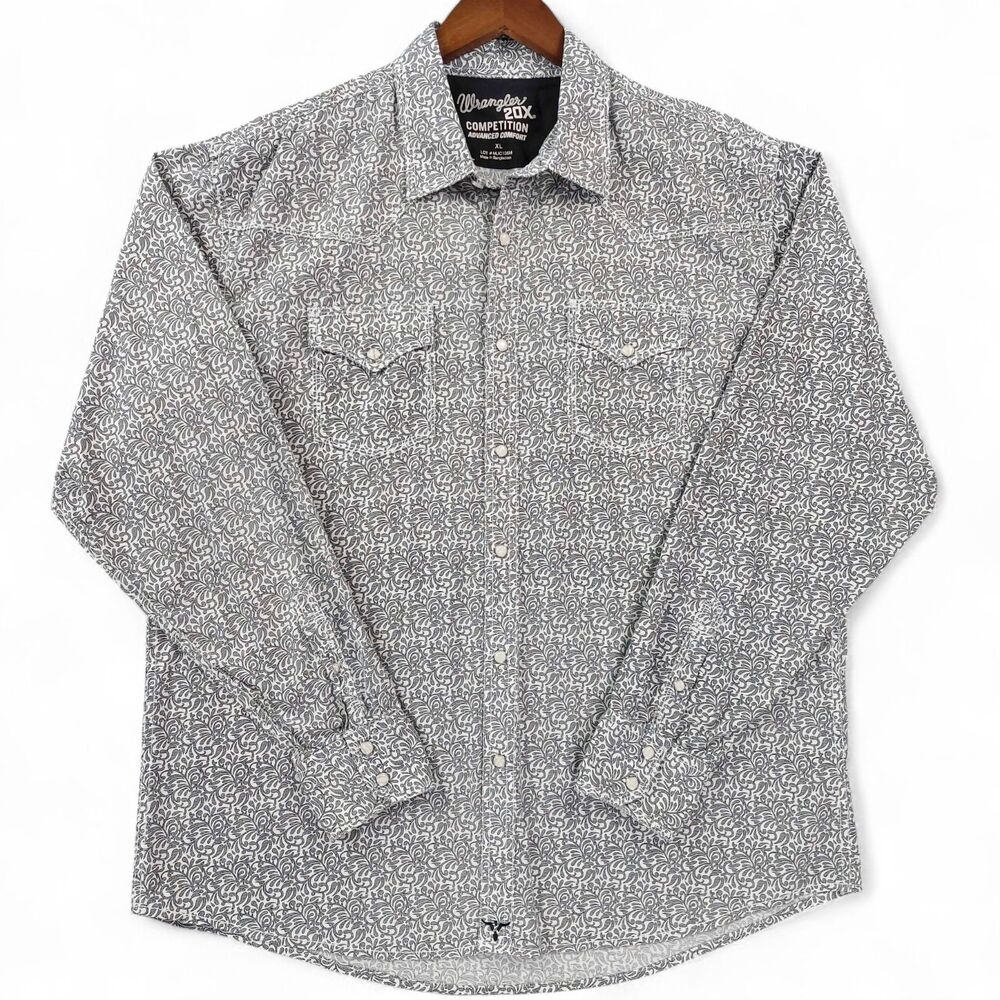 Wrangler 20X Shirt Mens Sz XL Advanced Comfort Pearl Snap Western Paisley Cowboy